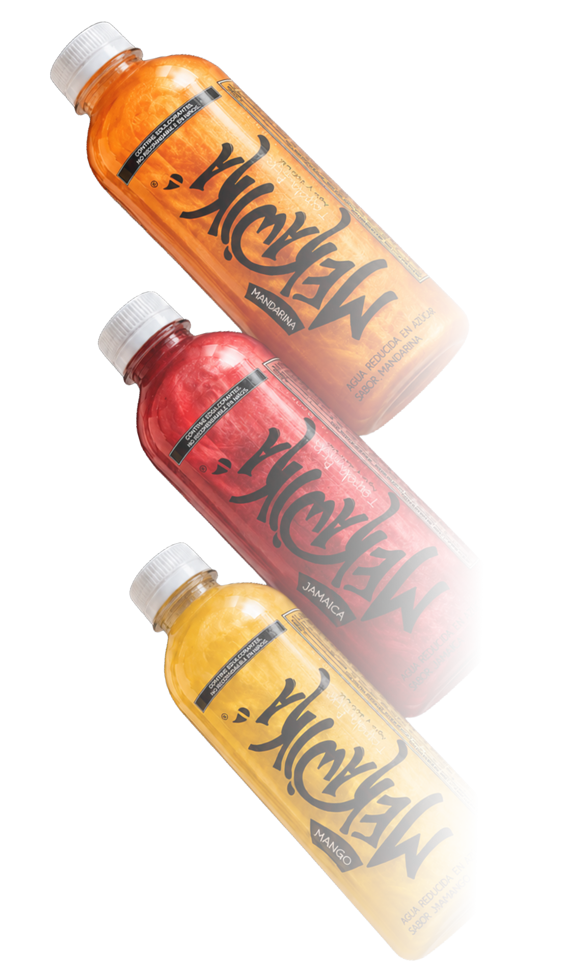 Los tres sabores Mekawika: Mandarina, Jamaica y Mango